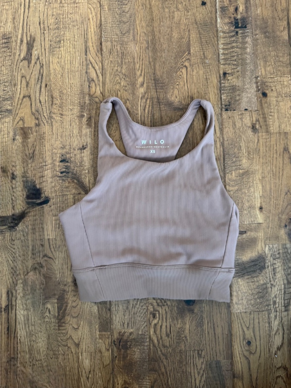 WILO Australia Base Ribbed Longline Sports Bra Latte Size XS AA - Picture 2 of 7